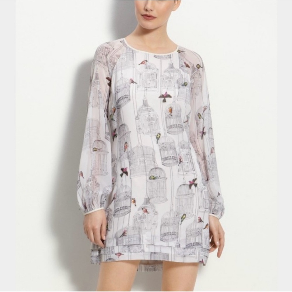 Ted Baker Vintage Bird Cage Print Dress Size 2 US 6 Romantic Cocktail Party